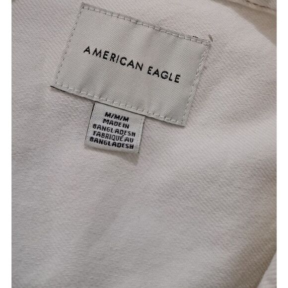 American Eagle Womens Medium Off White Full Button Denim Shirt - Picture 5 of 7